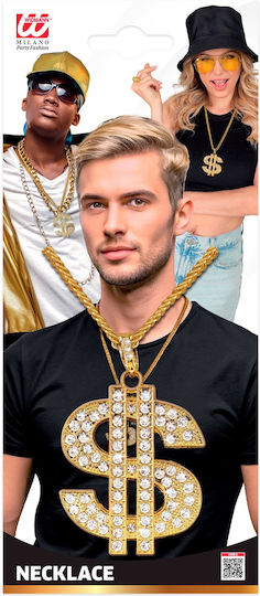 Accessory Necklace Gold Chain Dollar with Rhinestones 65 cm
