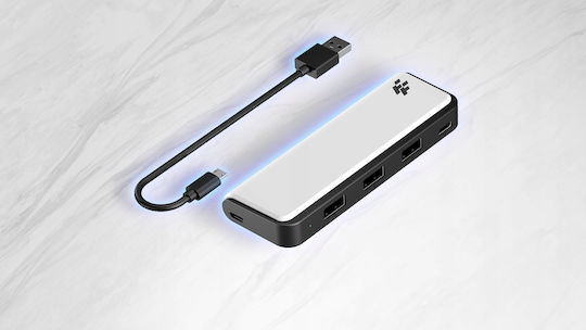 Ps5 Usb Hub 3x Usb-a 1x Usb-c Led Flashfire Ahub155 Detachable Cable