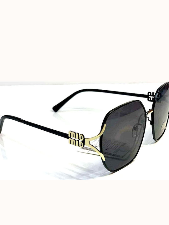 Woman's Fashion Ochelari de soare Χρυσά cu Cadru & Negru Lentilă Woman's Fashion Ochelari de soare Χρυσά cu Cadru & Negru Lentilă