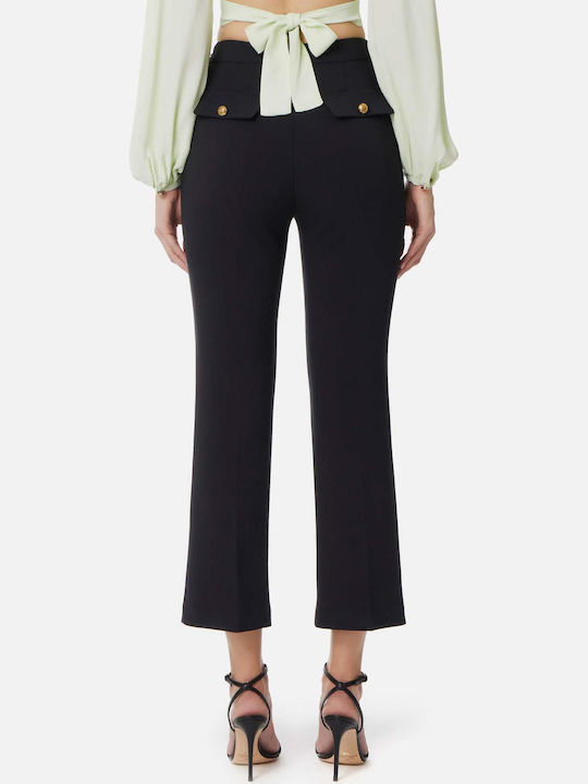 Elisabetta Franchi Women's High-waisted Crepe Capri Trousers Black