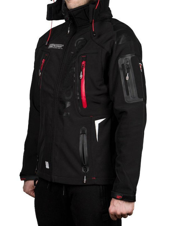 Techno Χειμωνιάτικο Μπουφάν Softshell Αδιάβροχο και Αντιανεμικό Black