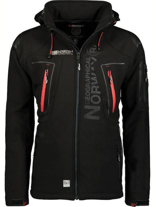 Techno Χειμωνιάτικο Μπουφάν Softshell Αδιάβροχο και Αντιανεμικό Black