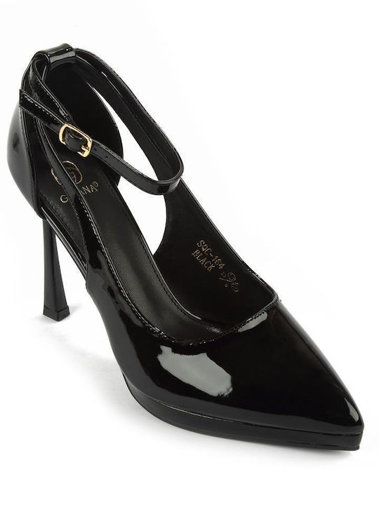 Fshoes Patent Leather Stiletto Black High Heels