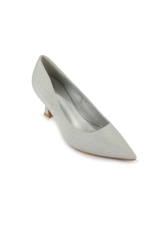 Fshoes Synthetic Leather Silver Medium Heels