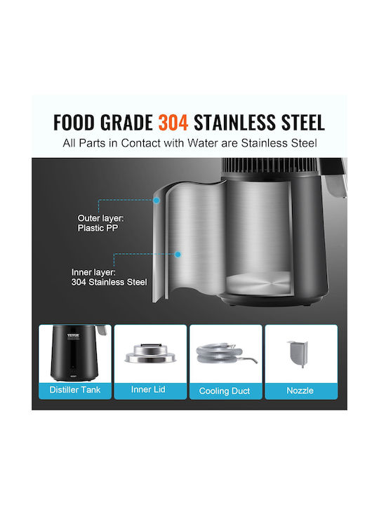 Vevor Wasserflasche Rostfreier Stahl 4000ml Gray