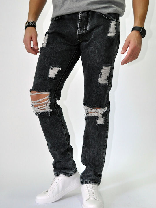 Salt & Pepper Jeans Men's Denim Pants in Straight Line Charcoal