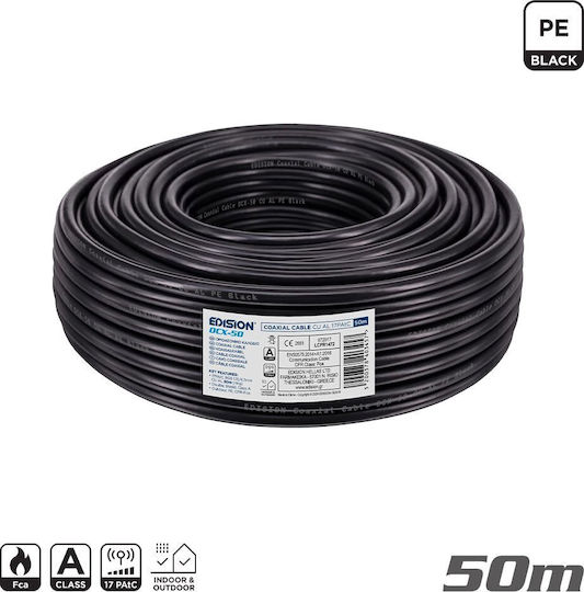 Edision Coaxial Cable Ocx-50 Cu Al Fca Pe Black 50m