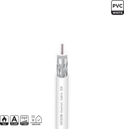 Edision Coaxial Cable Icx-100 Ccs Al Eca Pvc White 100m