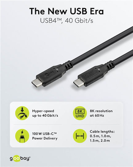 Goobay USB 3.0 Cable USB-C Male - USB-C 100W PD Black 2m 74193