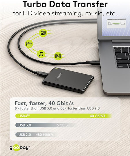 Goobay USB 3.0 Cable USB-C Male - USB-C 100W PD Black 2m 74193