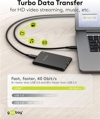 Goobay USB 3.0 Cable USB-C Male - USB-C 100W PD Black 2m 74193