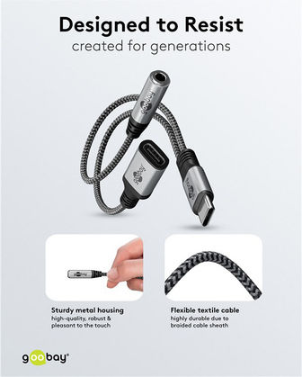 Goobay Μετατροπέας USB-C / 3.5mm male σε 3.5mm / USB-C female Γκρι 1τμχ 74524