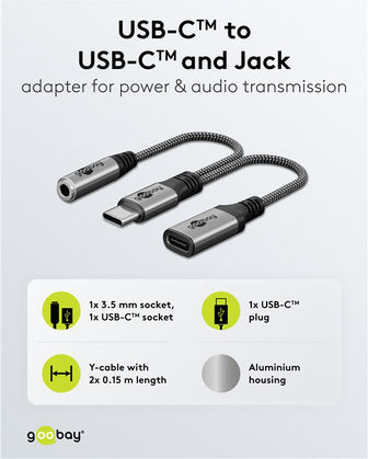 Goobay Μετατροπέας USB-C / 3.5mm male σε 3.5mm / USB-C female Γκρι 1τμχ 74524