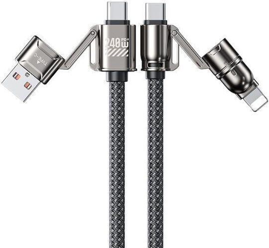 WK Braided USB-A to Lightning Cable 240W Μαύρο 1.2m