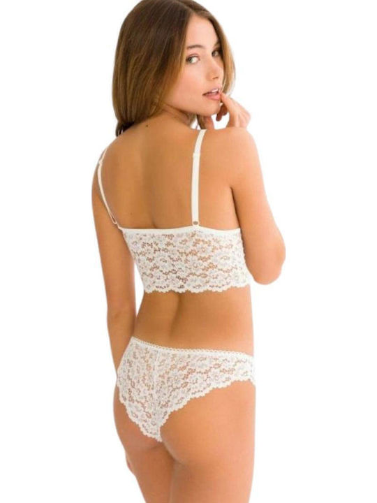 Dyana Dantelat Set de Lenjerie Bralette cu Brazilia Alb Dyana Dantelat Set de Lenjerie Bralette cu Brazilia Alb