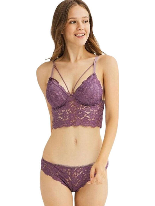 Dyana Lace Underwear Set with Bralette & Brazil White