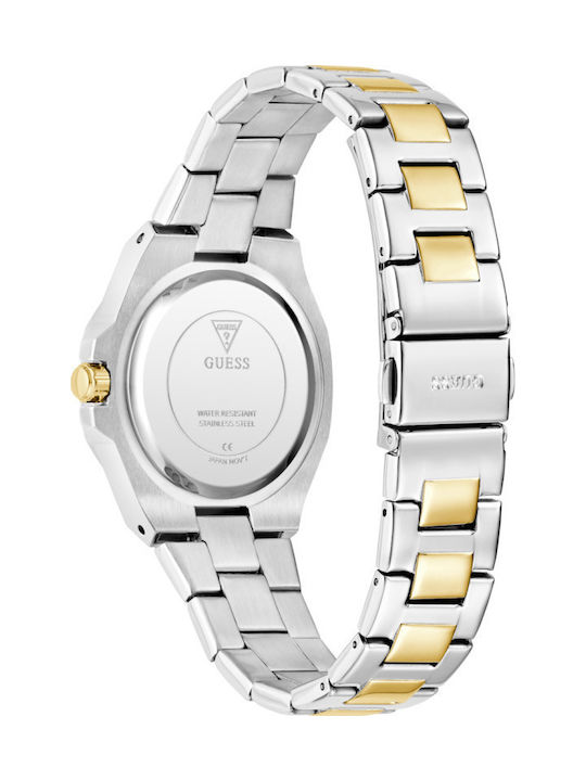 Guess Γυναικείο Ρολόι 34mm Χρονογράφος Μπαταρίας με Ασημί Μεταλλικό Μπρασελέ