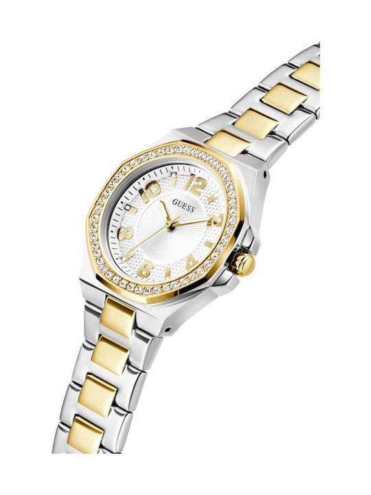 Guess Γυναικείο Ρολόι 34mm Χρονογράφος Μπαταρίας με Ασημί Μεταλλικό Μπρασελέ