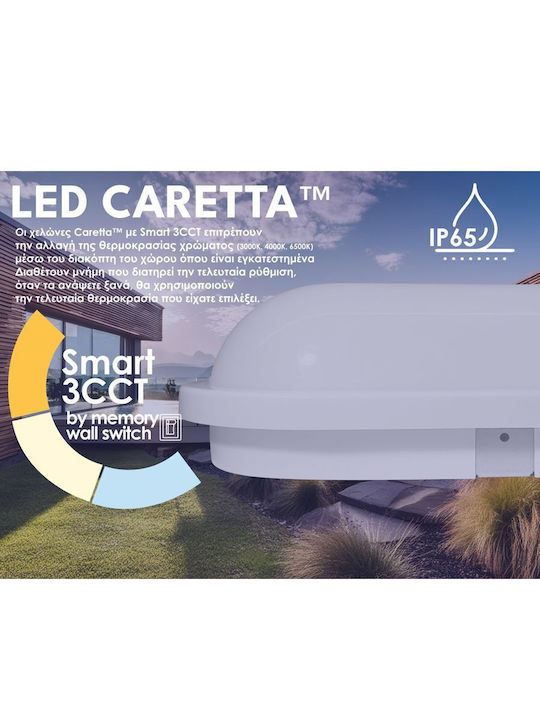 Elvhx Επιτοίχια Χελώνα Εξωτερική LED 20W με Ρυθμιζόμενο Λευκό Φως
