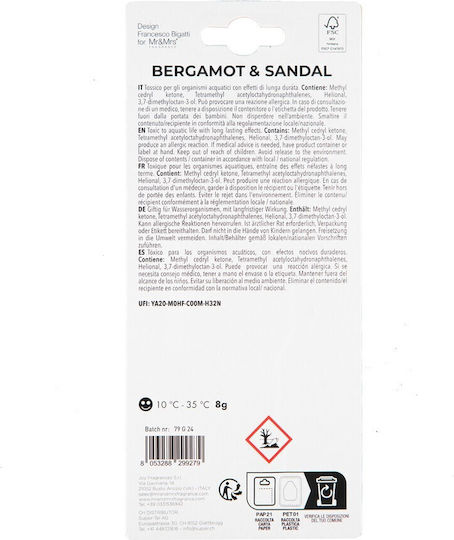 Mio Sandal & Bergamot White Car Air Freshener Mr&mrs Fragrance
