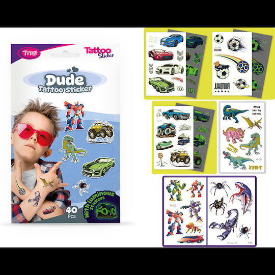 Set mit 40 temporären Klebetattoos für Jungen Tytoo Kopxx1800013 Initial