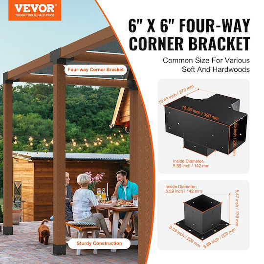 Vevor Βάση για Πέργκολα από Ξύλο 14.224x14.224cm 4τμχ