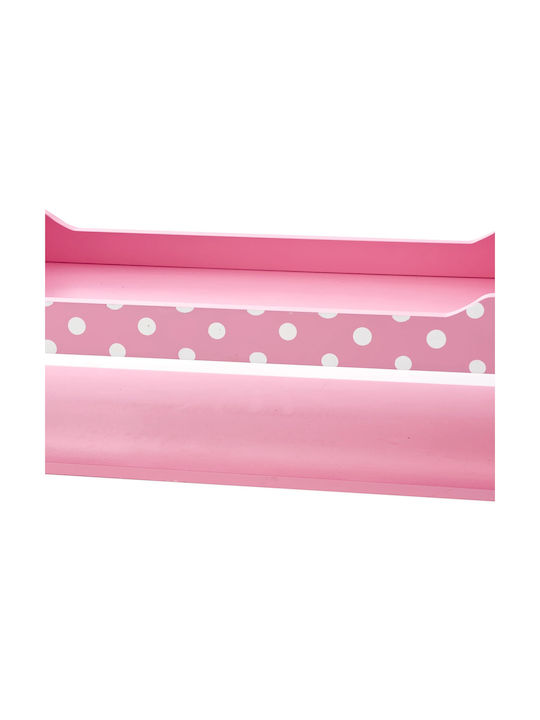 Agățătoare De Perete Pentru Copii Multi Hook Din Lemn Roz Cu Raft 80x26x102cm