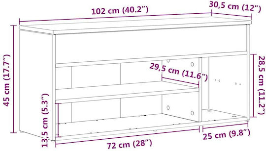 Мебел за антре със шкаф за обувки Сив Бетон 102x30.5x45см