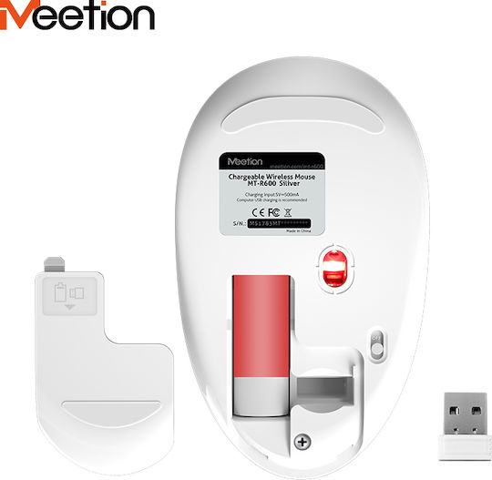 Meetion MT-R600 Ασύρματο Ποντίκι Ασημί