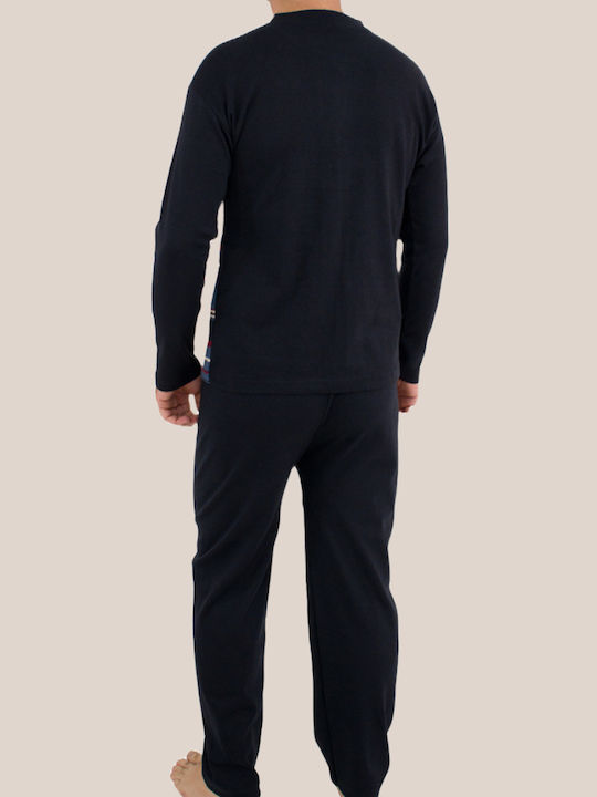 Rimoli Men's Winter Cotton Pajamas Set Khaki - Black