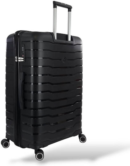 Rain Large Travel Suitcase Hard Black Velvet-Black Metal with 4 Wheels Height 75cm