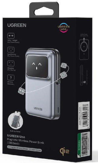 Ugreen PB764 MagSafe Power Bank 10000mAh 20W с USB-C порт Бързо зареждане 3.0 Сив