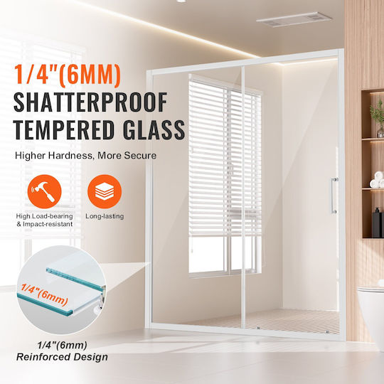 Vevor Διαχωριστικό Ντουζιέρας 92x177.8cm Chrome Vevor Διαχωριστικό Ντουζιέρας 92x177.8cm Chrome