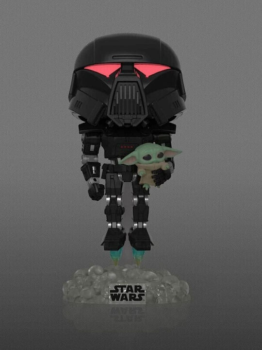 Funko Pop! Filme: Star Wars: Der Mandalorianer - Dark Trooper with Groku 488 Wackelkopf & Leuchtet im Dunkeln Exklusiv