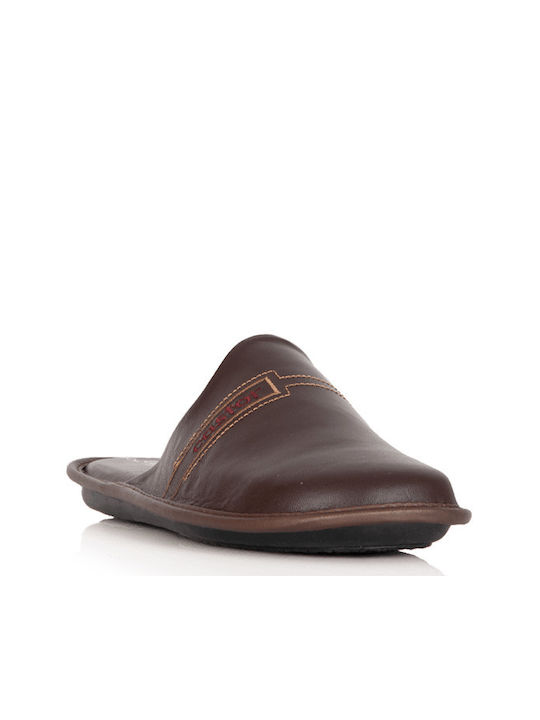 Castor Anatomic Men's Leather Slippers Brown