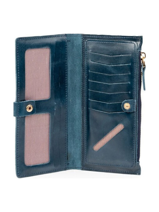 Large Leather Women's Wallet Classic Navy Blue