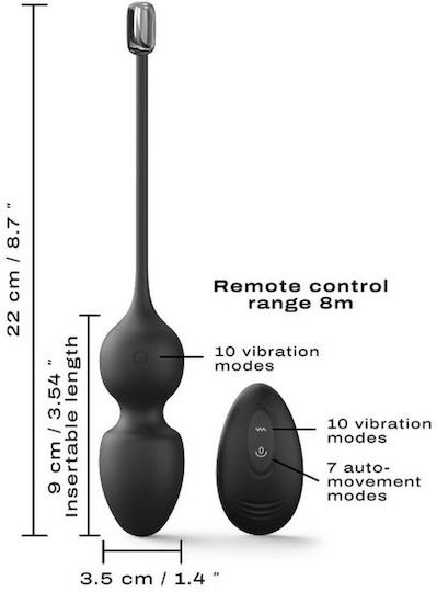 Dorcel Drahtlos Vaginalbälle Ferngesteuerte vibrierende Silikon-Kegelkugeln Black