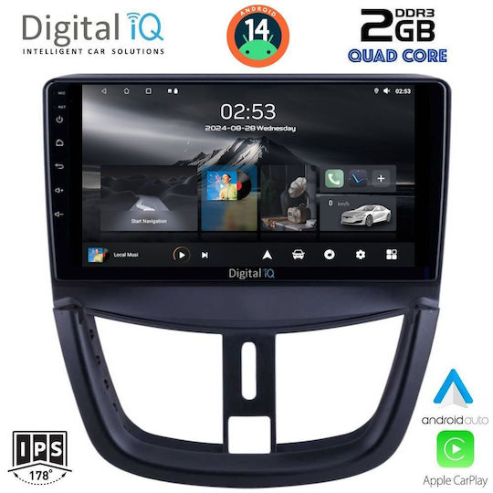 Auto-Audiosystem für Peugeot 207 2007 (Bluetooth/USB/AUX/WiFi/GPS/Apple-Carplay/Android-Auto) mit Touchscreen 9"