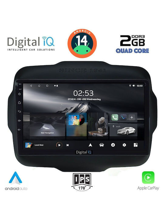 Digital IQ Car Audio System for Jeep Renegade 2014 (Bluetooth/USB/AUX/WiFi/GPS/Apple-Carplay/Android-Auto) with Touch Screen 9"