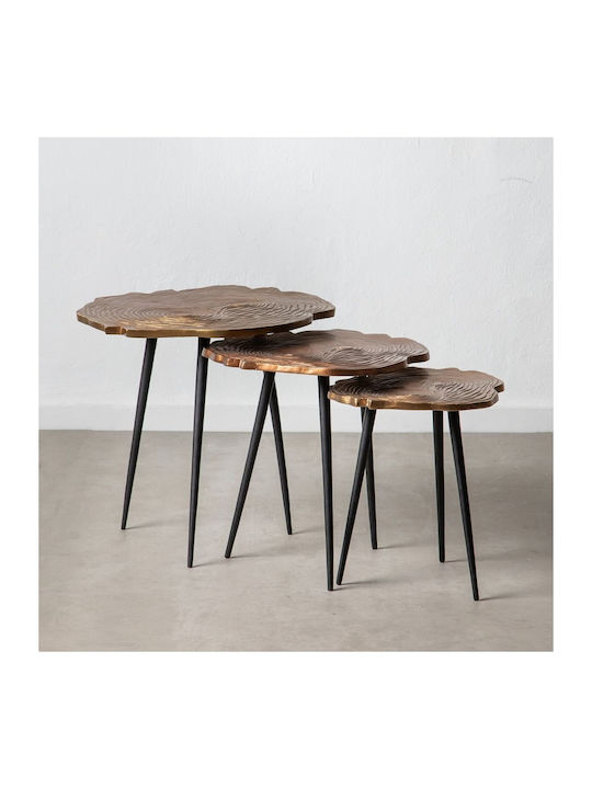 Round Side Table Wooden Μαύρο Χαλκός 3pcs L60xW60xH56cm.