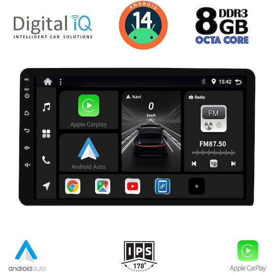 Digital IQ Auto-Audiosystem 2014 (Bluetooth/USB/AUX/WiFi/GPS/Apple-Carplay/Android-Auto) mit Touchscreen 8"