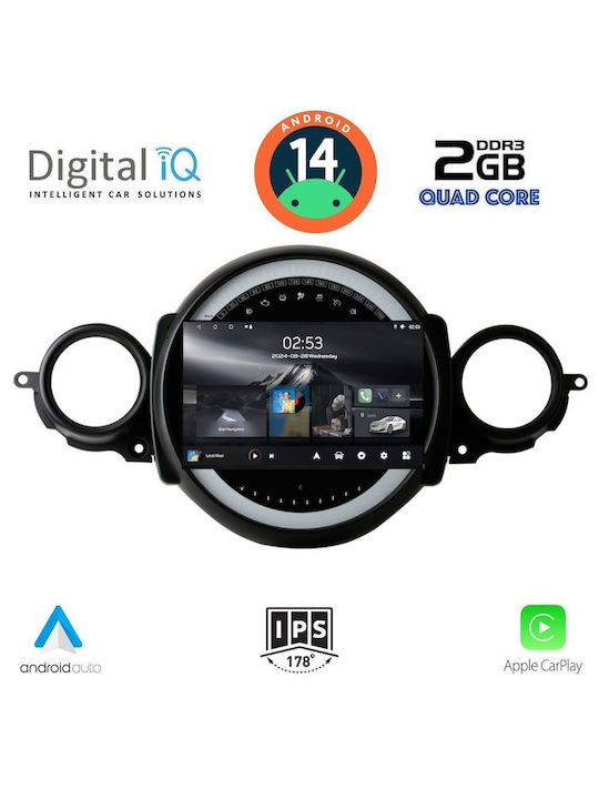 Digital IQ Car Audio System for Mini Cooper / Clubman (Bluetooth/USB/AUX/WiFi/GPS/Apple-Carplay/Android-Auto) with Touch Screen 9"