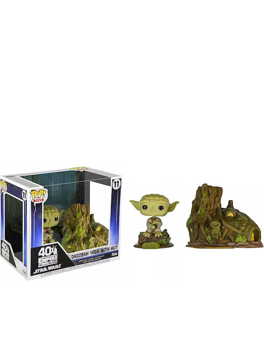 Funko Pop! Stadt: Krieg der Sterne - Yoda Dagoba mit Hütte 11 Wackelkopf & Übergröße (15cm)