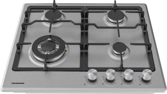 Heinner Domino Gas Cooktop Autonomous Inox 60x51.5εκ. Silver