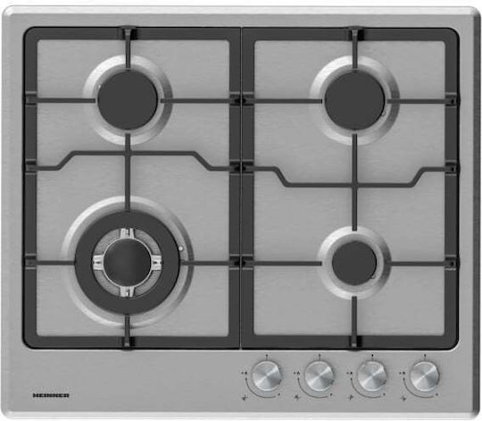 Heinner Domino Gas Cooktop Autonomous Inox 60x51.5εκ. Silver