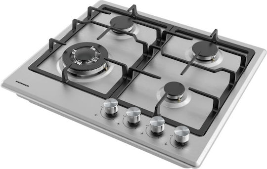 Heinner Domino Gas Cooktop Autonomous Inox 60x51.5εκ. Silver