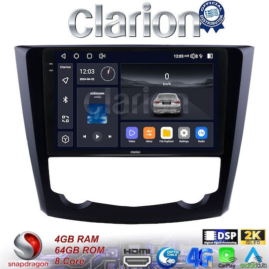 Clarion Ηχοσύστημα Αυτοκινήτου για Renault Kadjar 2015> (Bluetooth/USB/WiFi/GPS/Apple-Carplay/Android-Auto) με Οθόνη Αφής 9"