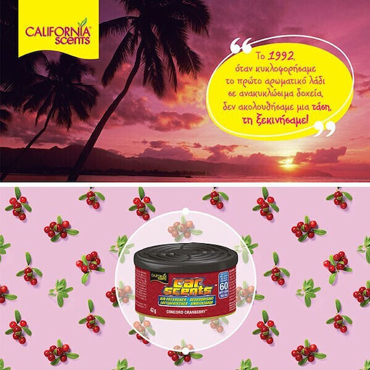 California Scents Air Freshener Can Console/Dashboard Car Scents Concord Cranberry 42gr