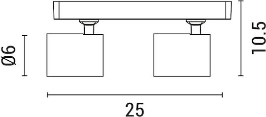 Eurolamp Διπλό Σποτ με Ντουί GU10 σε Μαύρο Χρώμα