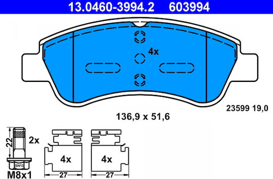 Brake Pads Citroen Berlingo Mf Ate 13046039942